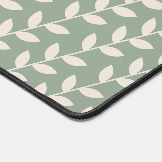 Aangepaste Sage Green 70s Retro Leaf Patroon Bureaumat (Hoek)