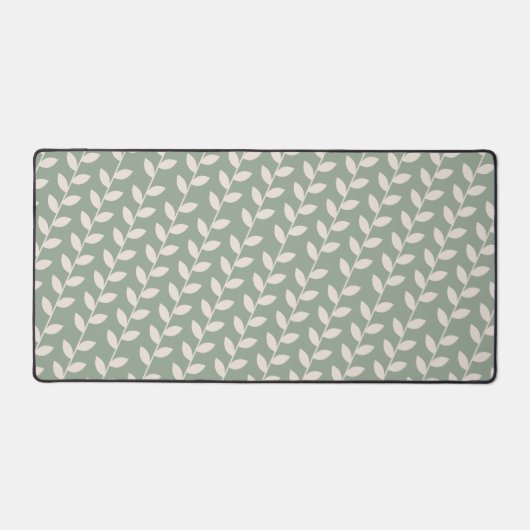 Aangepaste Sage Green 70s Retro Leaf Patroon Bureaumat (Voorkant)