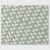 Aangepaste Sage Green 70s Retro Leaf Patroon Cadeaupapier (Vlak)