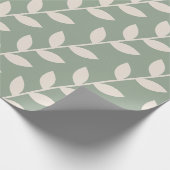 Aangepaste Sage Green 70s Retro Leaf Patroon Cadeaupapier (Hoek)