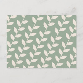 Aangepaste Sage Green 70s Retro Leaf Patroon Feestdagenkaart