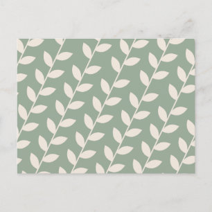 Aangepaste Sage Green 70s Retro Leaf Patroon Feestdagenkaart