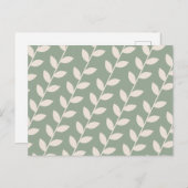 Aangepaste Sage Green 70s Retro Leaf Patroon Feestdagenkaart (Voorkant / Achterkant)