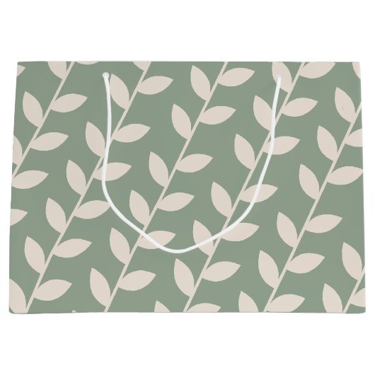Aangepaste Sage Green 70s Retro Leaf Patroon Groot Cadeauzakje (Voorkant)