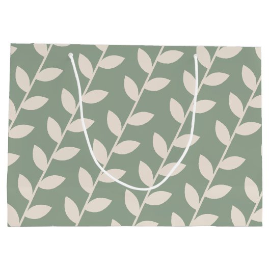 Aangepaste Sage Green 70s Retro Leaf Patroon Groot Cadeauzakje (Achterkant)