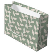 Aangepaste Sage Green 70s Retro Leaf Patroon Groot Cadeauzakje (Voorkant Gekanteld)