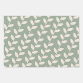 Aangepaste Sage Green 70s Retro Leaf Patroon Inpakpapier Vel (Voorkant)
