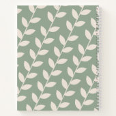 Aangepaste Sage Green 70s Retro Leaf Patroon Monog Notitieboek (Achterkant)