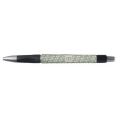 Aangepaste Sage Green 70s Retro Leaf Patroon Monog Pen (Voorkant)