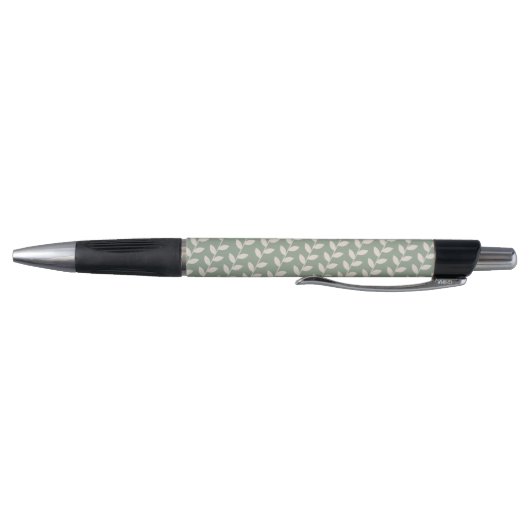 Aangepaste Sage Green 70s Retro Leaf Patroon Monog Pen (Bodem)