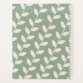 Aangepaste Sage Green 70s Retro Leaf Patroon Monog Planner (Achterkant)