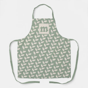 Aangepaste Sage Green 70s Retro Leaf Patroon Monog Schort