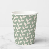 Aangepaste Sage Green 70s Retro Leaf Patroon Papieren Bekers (Achterkant)
