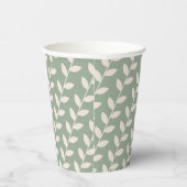 Aangepaste Sage Green 70s Retro Leaf Patroon Papieren Bekers (Rechts)