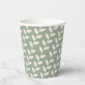Aangepaste Sage Green 70s Retro Leaf Patroon Papieren Bekers (Voorkant)