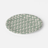 Aangepaste Sage Green 70s Retro Leaf Patroon Papieren Bordje (Gekanteld)