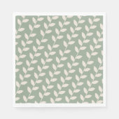 Aangepaste Sage Green 70s Retro Leaf Patroon Servet (Voorkant)