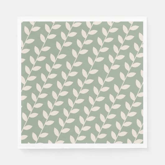 Aangepaste Sage Green 70s Retro Leaf Patroon Servet (Voorkant)