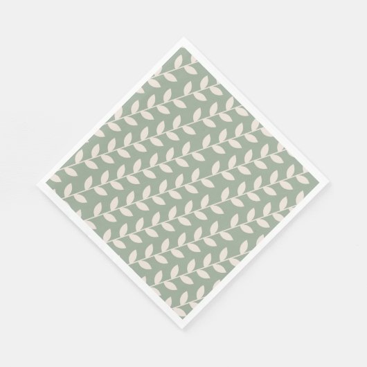 Aangepaste Sage Green 70s Retro Leaf Patroon Servet (Hoek)