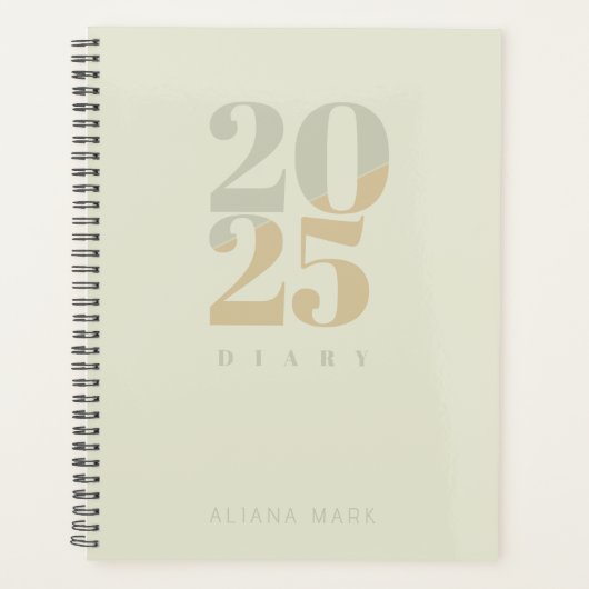 Aangepaste Sage Green Minimal 2025 Kalender Planne Planner (Voorkant)
