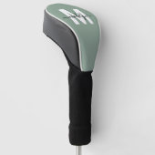 Aangepaste Sage Groen Initiaal Naam Monogram Golfheadcover (Schuin)