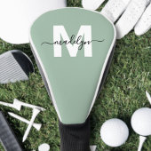 Aangepaste Sage Groen Initiaal Naam Monogram Golfheadcover