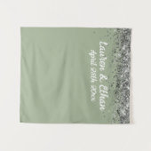 Aangepaste Sage Groen Zilver Bruiloftsfotocabine P Wandkleed (Voorkant (horizontaal))