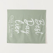 Aangepaste Sage Groene Bruiloft Achtergrond Beste  Wandkleed (Voorkant (horizontaal))