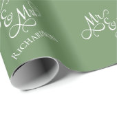 Aangepaste Sage Groene Mijnheer en Mevrouw Cadeaupapier (Rol Hoek)