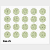 Aangepaste Sage Groene Monogrammed Envelop Afdicht Ronde Sticker (Vel)
