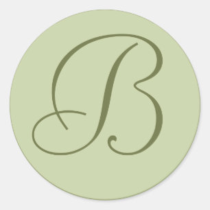 Aangepaste Sage Groene Monogrammed Envelop Afdicht Ronde Sticker