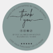Aangepaste Sage Groene Sticker Dank u Label (Voorkant)