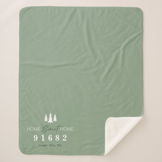Aangepaste Sage Home Sweet Home postcode Sherpa Deken (Voorkant)