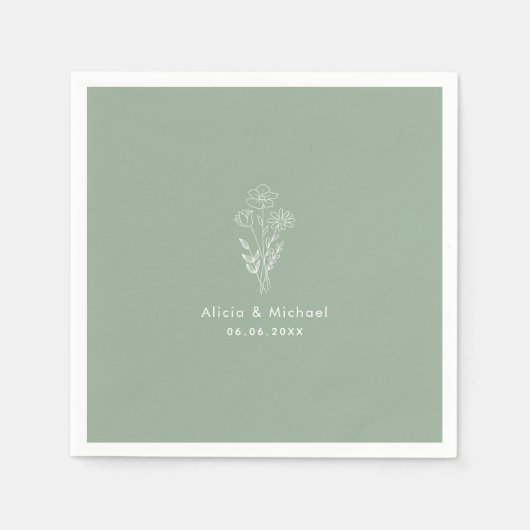 Aangepaste Sage Wedding Napkins: Aangepaste ontwer Servet (Voorkant)