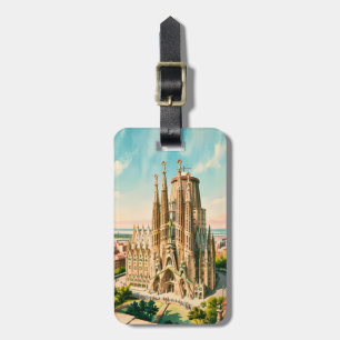 Aangepaste Sagrada Familia Barcelona Reis Watercol Bagagelabel