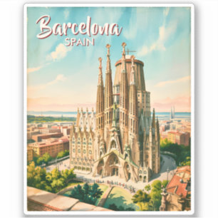Aangepaste Sagrada Familia Barcelona Reis Watercol Sticker