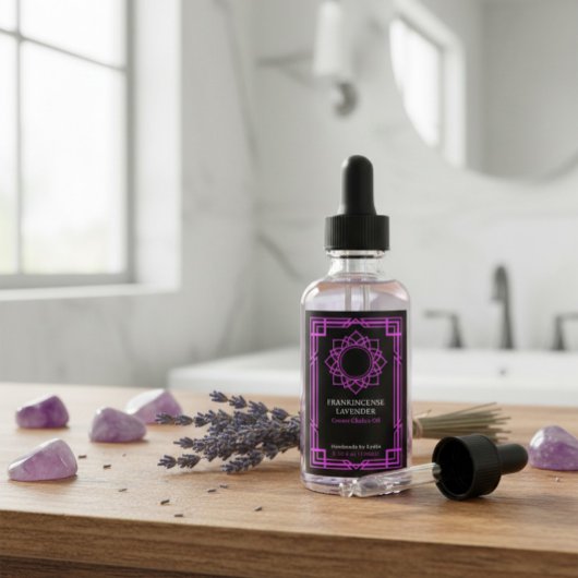 Aangepaste Sahasrara Kroon Chakra Etherische Olie Wijn Etiket