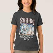 Aangepaste Sailing Lover Sailor Locatie Datum Naam Tri-Blend Shirt (Voorkant)