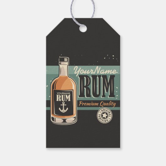 Aangepaste Sailor Rum Liquor Bottle Retro-teken Cadeaulabel (Voorkant)