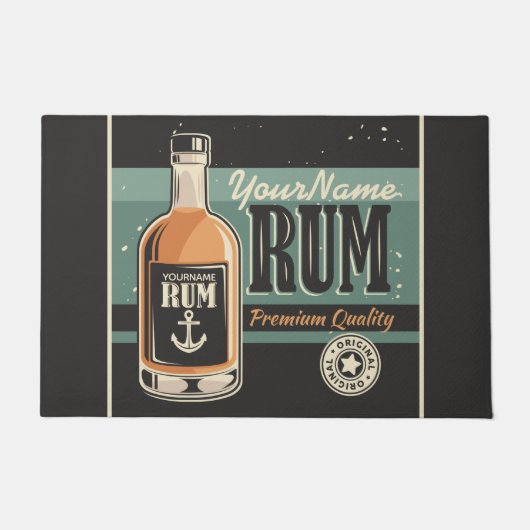Aangepaste Sailor Rum Liquor Bottle Retro-teken Deurmat (Voorkant)