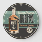 Aangepaste Sailor Rum Liquor Bottle Retro-teken Grote Klok (Voorkant)