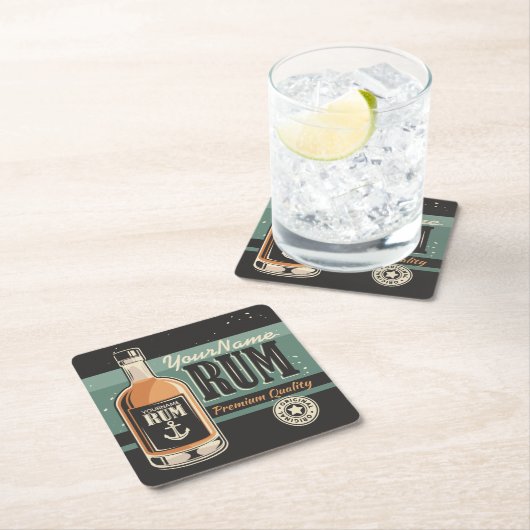 Aangepaste Sailor Rum Liquor Bottle Retro-teken Kartonnen Onderzetters (Insitu)