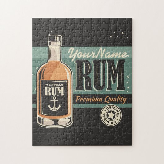 Aangepaste Sailor Rum Liquor Bottle Retro-teken Legpuzzel (Verticaal)
