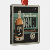 Aangepaste Sailor Rum Liquor Bottle Retro-teken Metalen Ornament (Rechts)