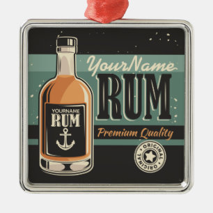 Aangepaste Sailor Rum Liquor Bottle Retro-teken Metalen Ornament