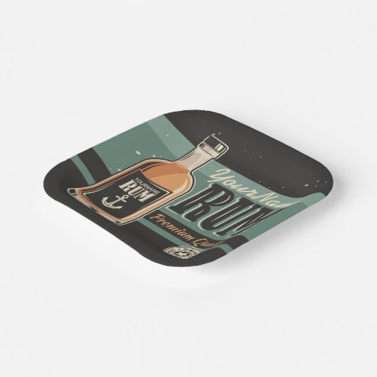 Aangepaste Sailor Rum Liquor Bottle Retro-teken Papieren Bordje (Gebogen)