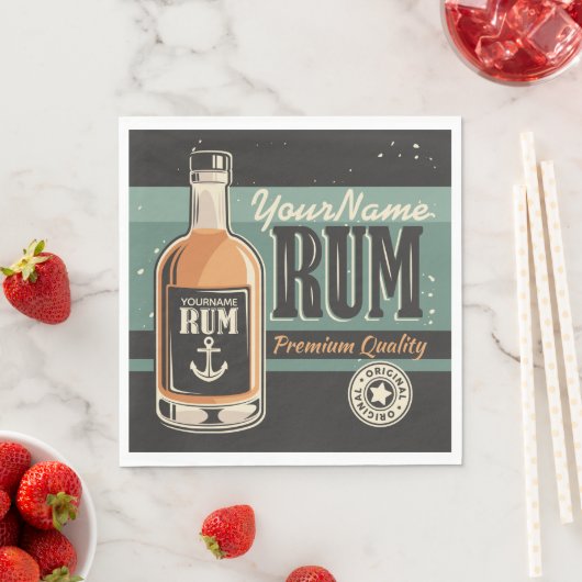 Aangepaste Sailor Rum Liquor Bottle Retro-teken Servet (Insitu)