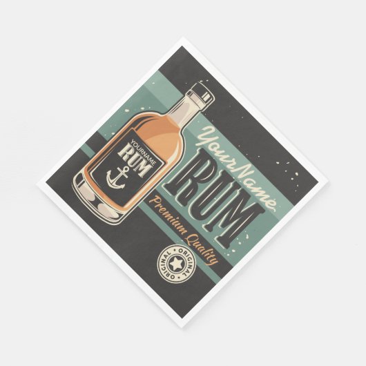 Aangepaste Sailor Rum Liquor Bottle Retro-teken Servet (Hoek)
