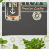 Aangepaste Sailor Rum Liquor Bottle Retro-teken Theedoek (Gevouwen)