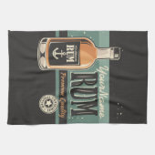 Aangepaste Sailor Rum Liquor Bottle Retro-teken Theedoek (Horizontaal)